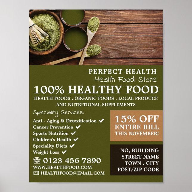 Rustic Health Food Store Advertising Poster (Front)