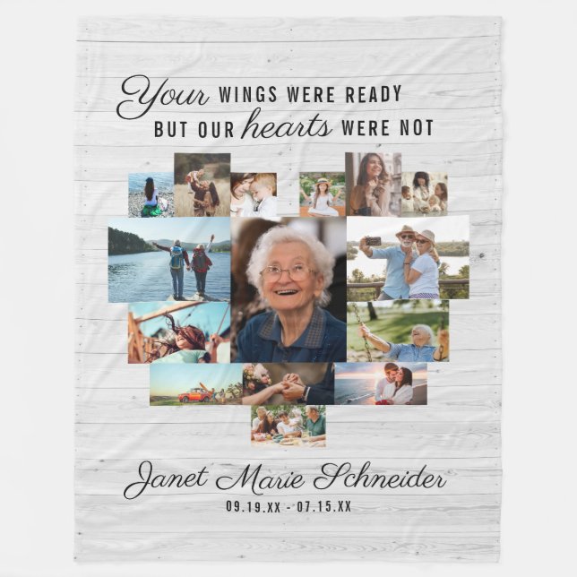 Rustic Heart | 15 Photo Collage Memorial Blanket (Front)