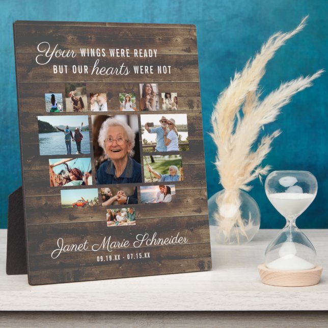 Rustic Heart | 15 Photo Collage Memorial Plaque (Side)