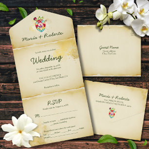 Rustic Heart All in One Mexican Wedding Invite