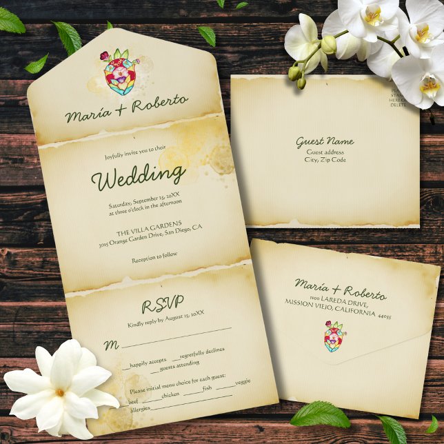 Rustic Heart All in One Mexican Wedding Invite (Creator Uploaded)