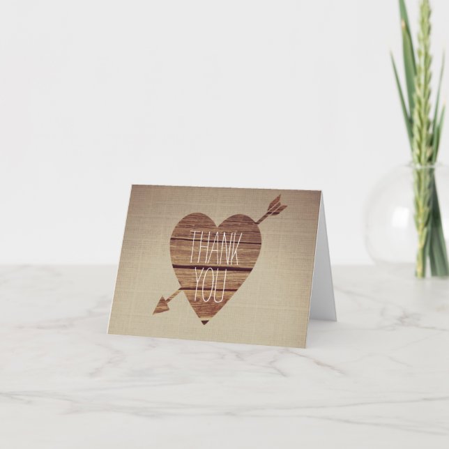 Rustic Heart Arrow Country Thank You Notes (Front)