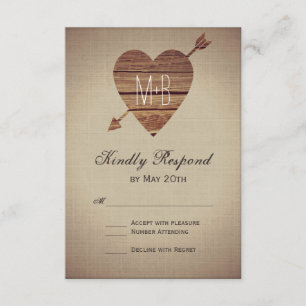 Rustic Heart Arrow Country Wedding RSVP Cards