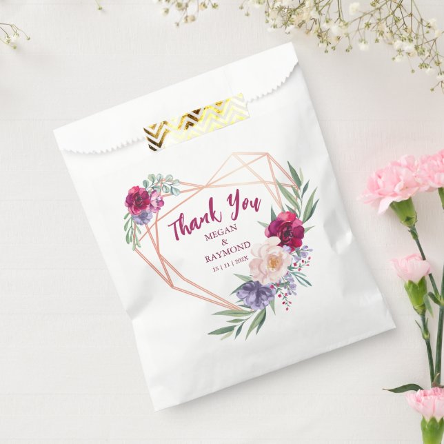 Rustic Heart Burgundy & Blush | Thank You Wedding  Favour Bag (Sealed)