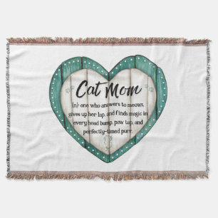 Rustic Heart Cat Mom Throw Blanket