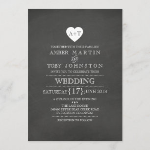 Rustic Heart Chalkboard Wedding Invitation