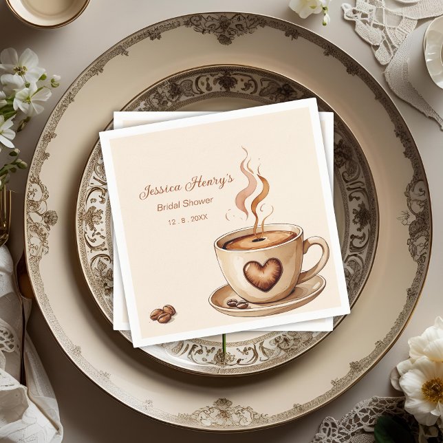 Rustic Heart Coffee Mug Bridal Shower Napkin (Creator Uploaded)