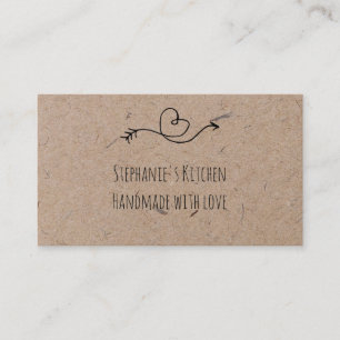 Rustic Heart Faux Kraft Paper Handmade With Love Business Card