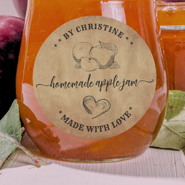 Rustic Heart Handmade With Love apple Jam Label  (Creator Uploaded)
