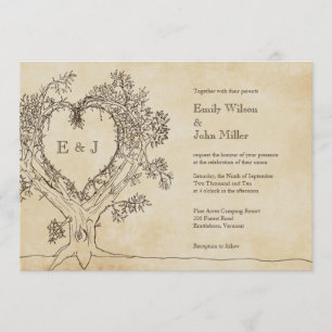 Rustic Heart in a Tree Wedding Invitations