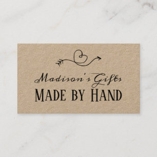 Rustic Heart Kraft Paper Made by Hand    Handmade Business Card