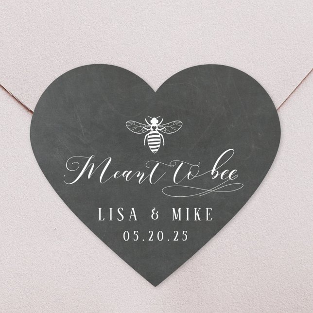 Rustic Heart Meant to Bee Honey Wedding Favour Sticker (Creator Uploaded)