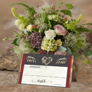 Rustic Heart & Monogram - Red Place Card