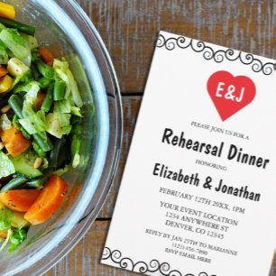 Rustic Heart Monogram Rehearsal Dinner Invitation