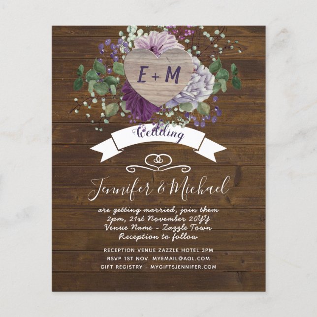 Rustic Heart PHOTO Purple Blue Floral Country Barn (Front)