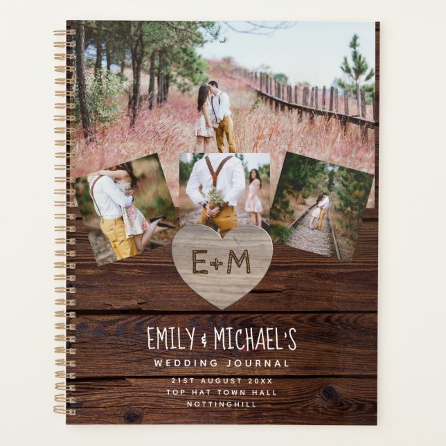 Rustic Heart Photo Wedding Bridal Shower Journal W Planner (Front)