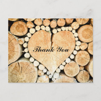 Rustic Heart shaped wood | Thank You Card
