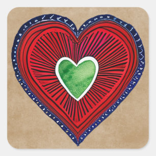 Rustic Heart Valentine's Day Square Sticker