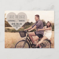 Rustic Heart Vintage Photo Save the Date Postcard