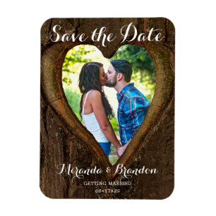 Rustic Heart with your Photo Save the Date Wedding Magnet