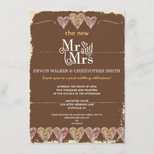 Rustic Hearts Chalkboard Post Wedding Invitation