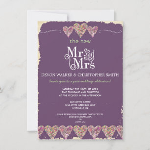 Rustic Hearts Chalkboard Post Wedding Invitation