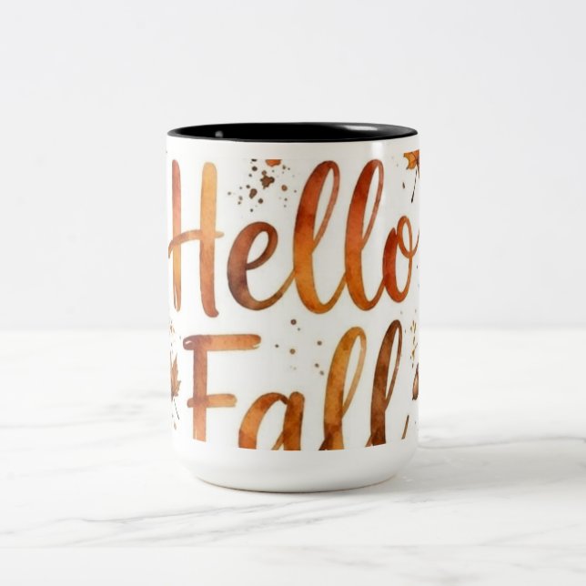 Rustic Hello Fall Typography Coffee Mug (Center)