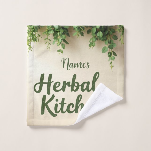 Rustic Herb Kitchen Personalised Towel (Wash Cloth)