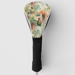 Rustic Herbalist Bottles Green Brown Golf Head Cover