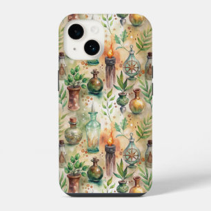 Rustic Herbalist Bottles Green Brown iPhone 14 Case