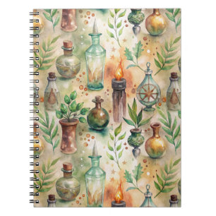 Rustic Herbalist Bottles Green Brown Notebook