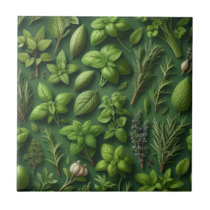 Rustic Herbs Farmhouse Kitchen Decor Ceramic Tile