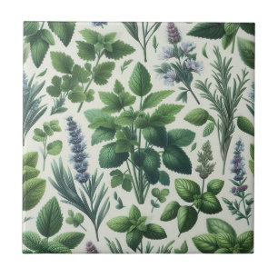 Rustic Herbs Farmhouse Kitchen Decor Ceramic Tile