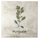 Rustic Herbs Oregano Farmhouse Ceramic Tile<br><div class="desc">Oregano herbs on a rustic background.  Simple script. Simple watercolor graphic was used to make this farmhouse ceramic tile.</div>