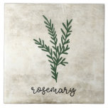 Rustic Herbs Rosemary Farmhouse Ceramic Tile<br><div class="desc">Rosemary herbs on a rustic background.  Simple script. Simple watercolor graphic was used to make this farmhouse ceramic tile.</div>