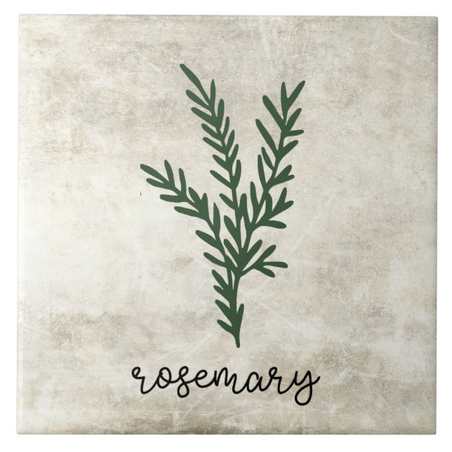 Rustic Herbs Rosemary Farmhouse Ceramic Tile (Front)