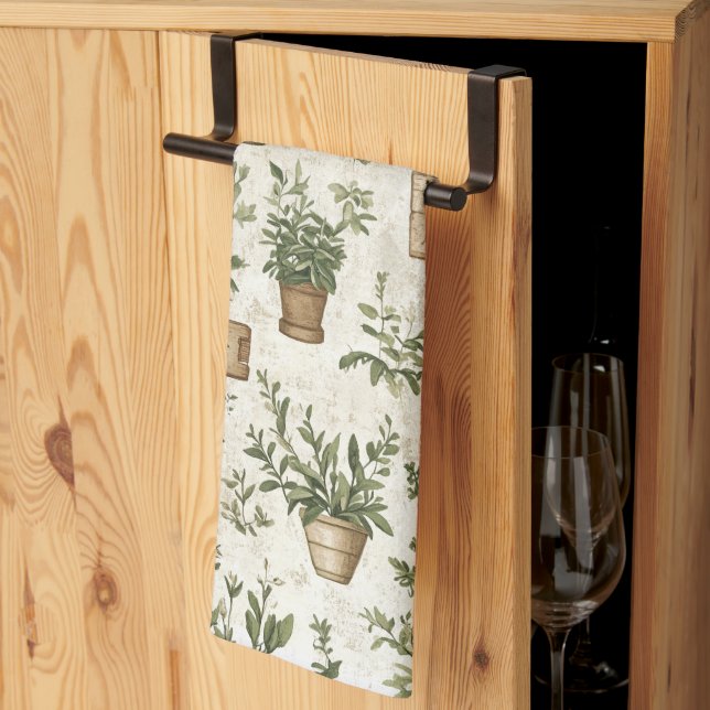 Rustic Herbs Vintage Cottage Tea Towel (Thirds Fold)