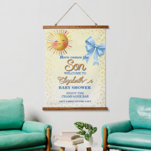 Rustic Here Comes the Son Boy Baby Shower Hanging Tapestry