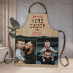 Rustic Hero Daddy Father`s Day 2 Photo Collage Apron<br><div class="desc">Rustic You are my Hero Daddy Father`s Day 2 Photo Collage Apron. The background is rustic beige and the text is trendy typography. Personalised apron for a dad. Add 2 photos and your names. You can change daddy to dad, pap, papa, ... . Perfect gift for a father on a...</div>