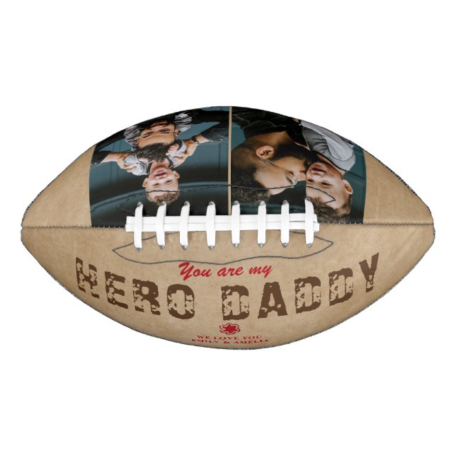 Rustic Hero Daddy Father`s Day 2 Photo Collage  Football (Front)
