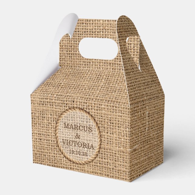 Rustic Hessian Country Wedding Favour Box (Front Side)