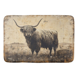 Rustic Highland Cattle Bath Mat