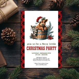 Rustic highland cow Christmas party invitation