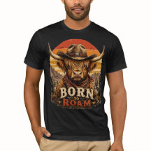 Rustic Highland Cow Cowboy Desert Sunset T-Shirt