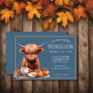 Rustic Highland Cow Friendsgiving Invitation