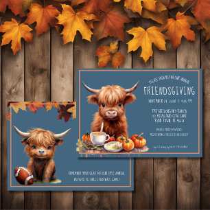 Rustic Highland Cow Friendsgiving Invitation