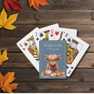 Rustic Highland Cow Friendsgiving Playing Cards