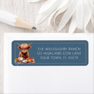 Rustic Highland Cow Friendsgiving Return Address  Label