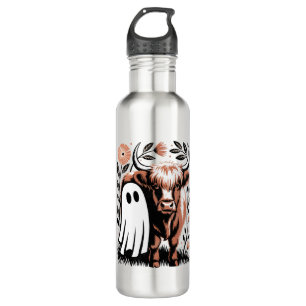 Rustic Highland Cow Ghost Halloween 710 Ml Water Bottle