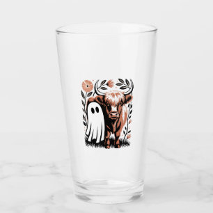 Rustic Highland Cow Ghost Halloween Glass